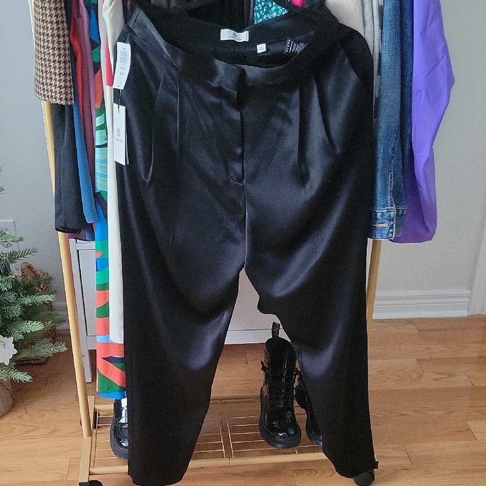 Aritzia Babaton Satin Vogue Black High-Waisted Trousers